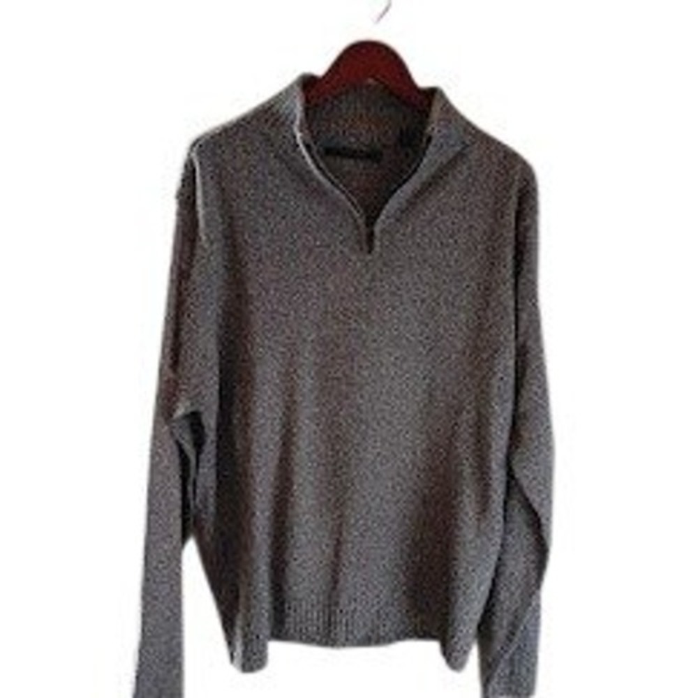 Perry‎ Ellis Men's 2X Gray Quarter Zip Quiet Luxury Winter Essentials Preppy